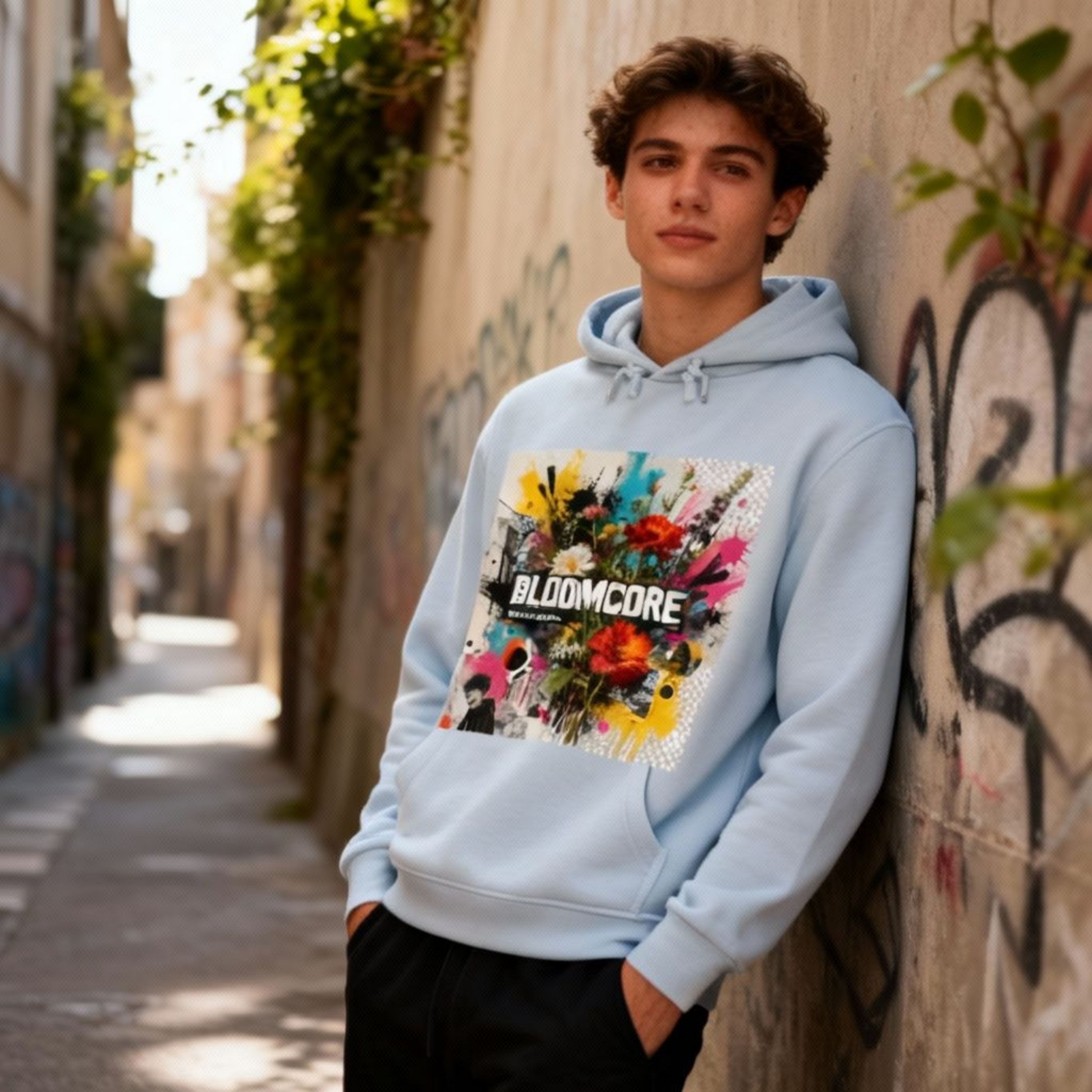 Bloomcore Unisex/Herren Hoodie mit Taschendruck
