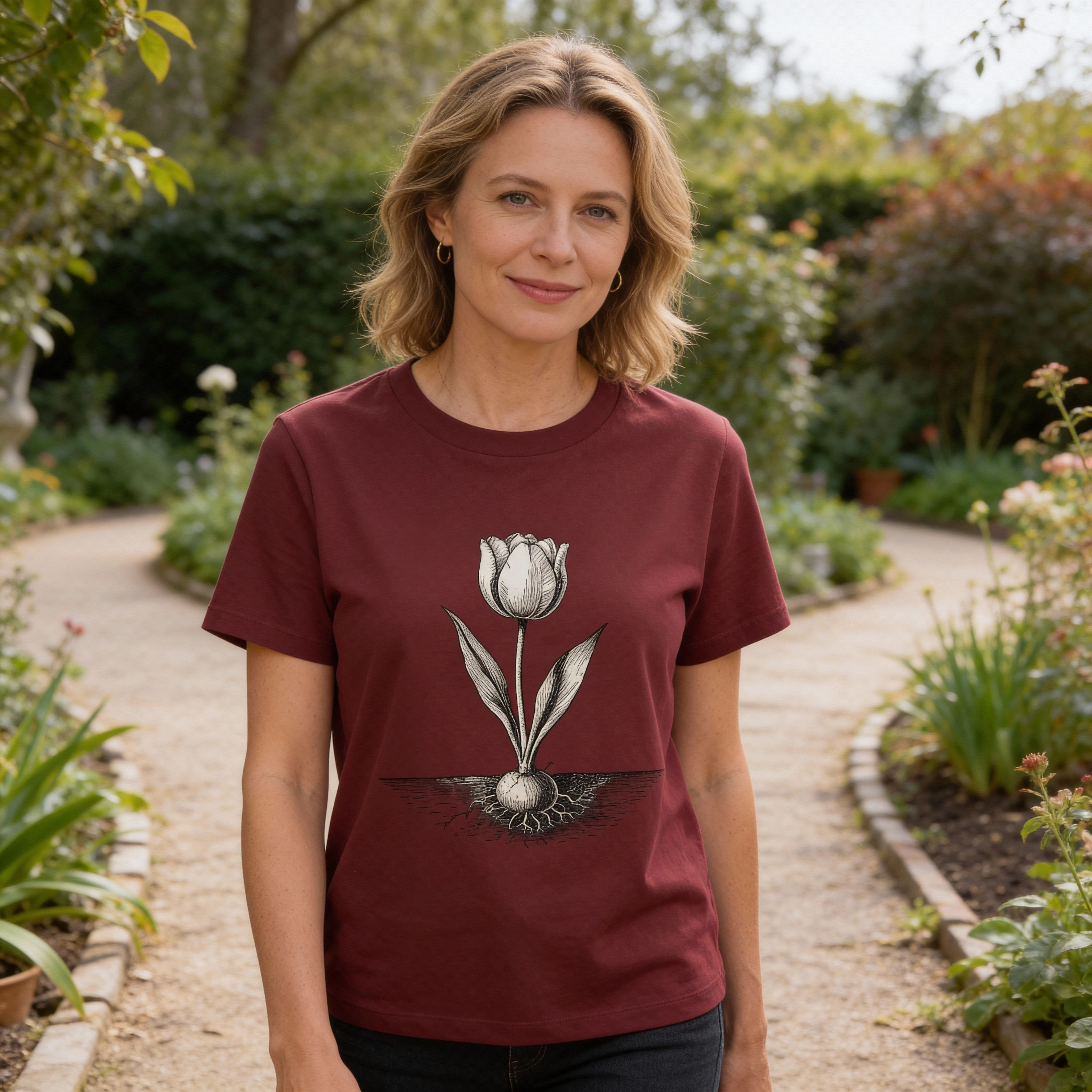 Kupferstichdesign Tulpe Damen organic Shirt