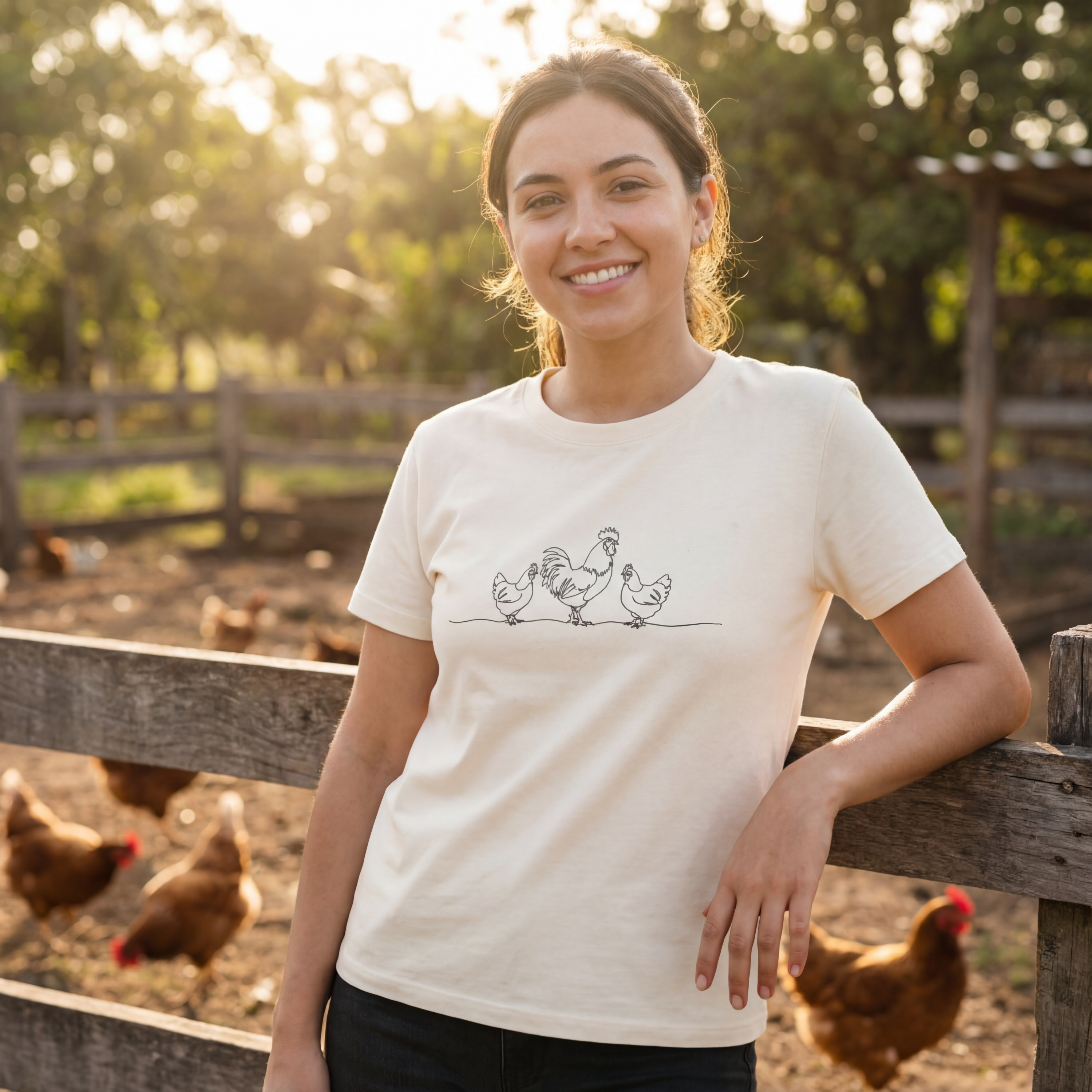 Minimalistisch Hühner Damen organic Shirt