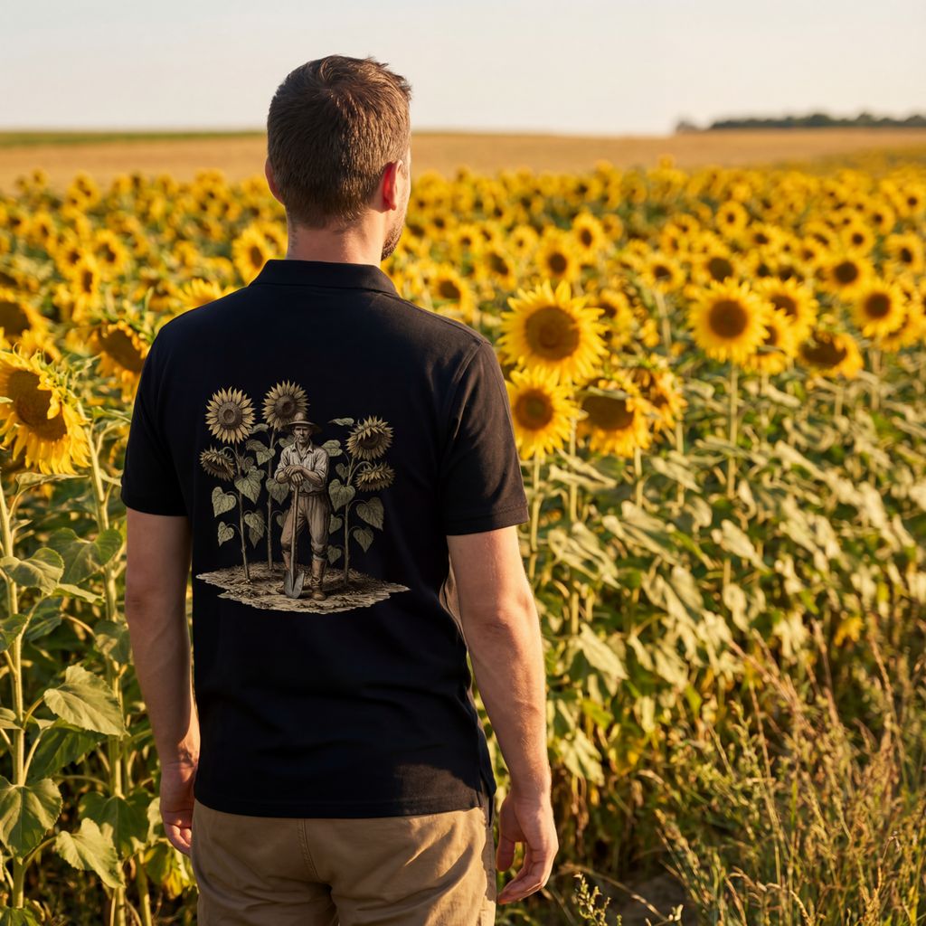 Kupferstichdesign Farbe Sonnenblume Unisex/Herren Poloshirt