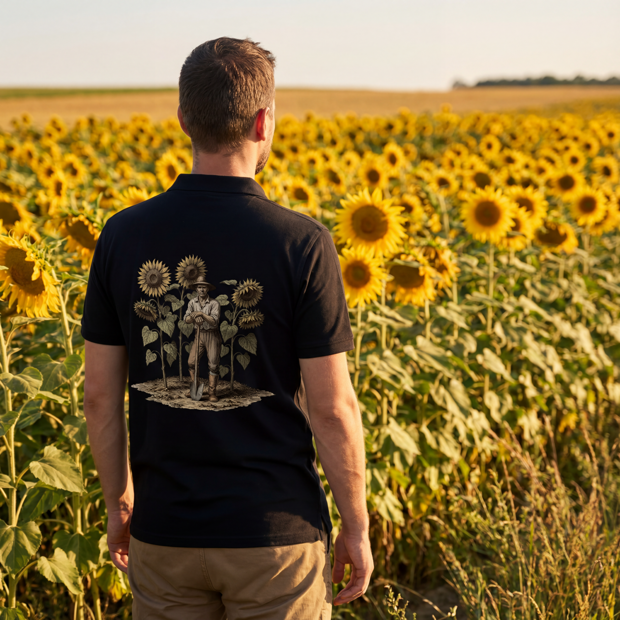 Kupferstichdesign Farbe Sonnenblume Unisex/Herren Poloshirt